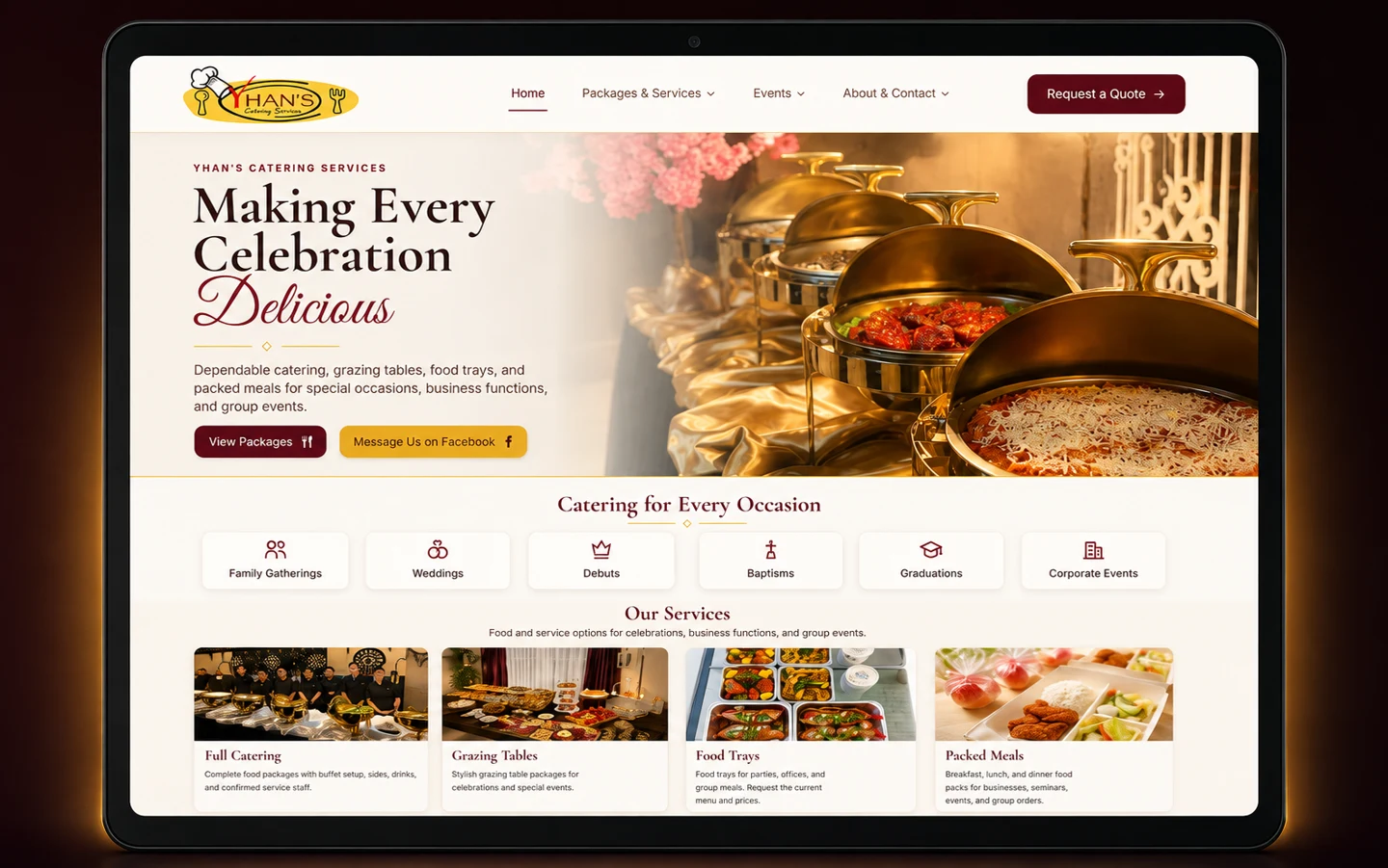 Yhan’s Catering Services — project interface